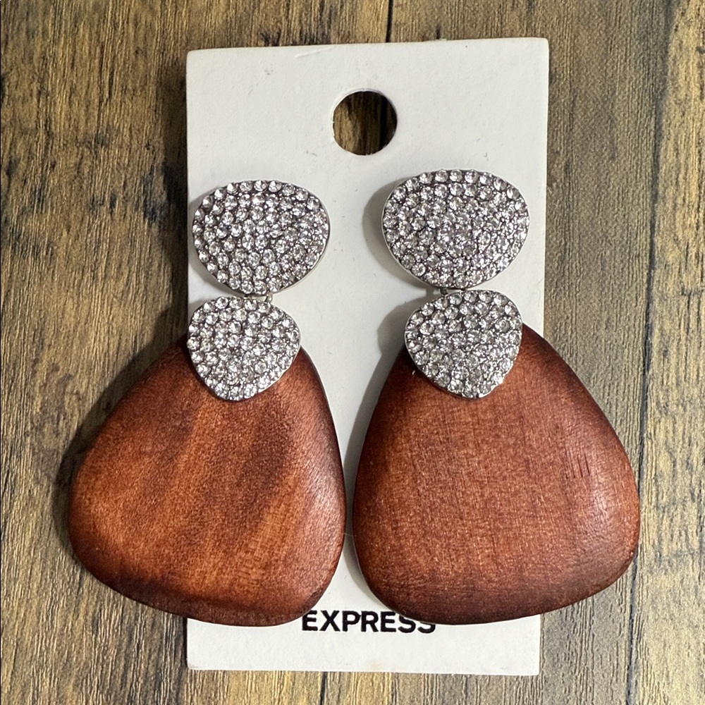 UNIQUE & RARE Express Silver and Brown Geometric Earrings